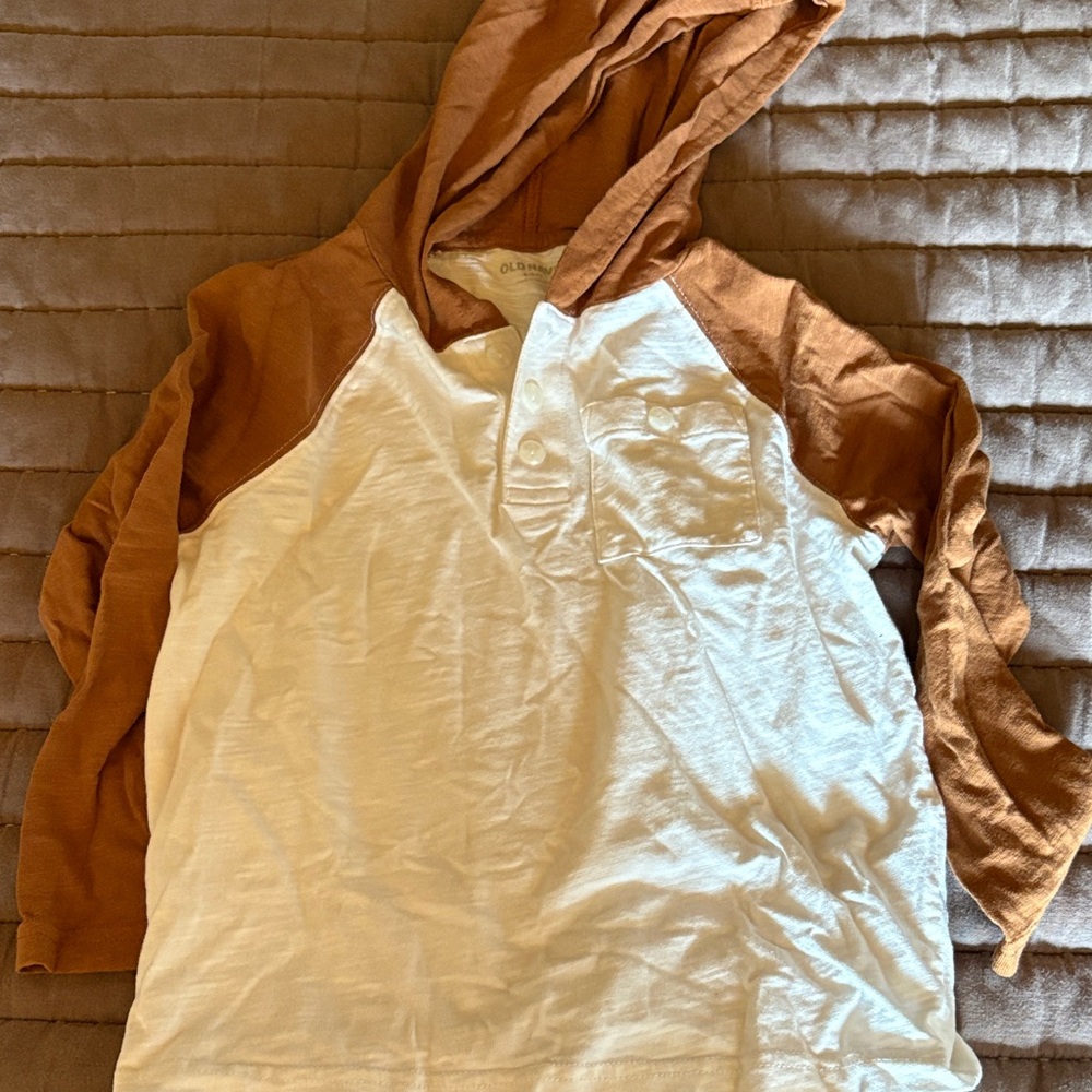 Old Navy Kids' Cream and Brown Hooded Tee